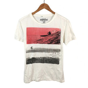 Aeropostale White and Red Graphic Tee